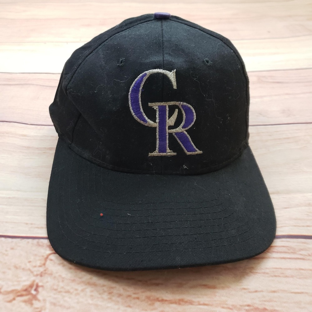 Colorado Rockies Hat Cap Snap Back Black Purple MLB Baseball Autograph Adult 90s